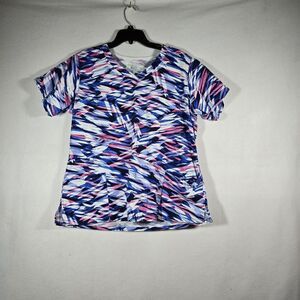 Womens Short Sleeve V Neck Scrub Top  Print Size Large